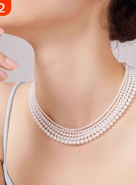 澳白色时尚小米珠项链女简约气质百搭叠戴人造珍珠小众高级锁骨链