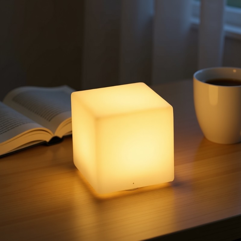 方形小夜灯卧室睡眠柔光床头温馨浪漫高级感桌面氛围装饰方块台灯
