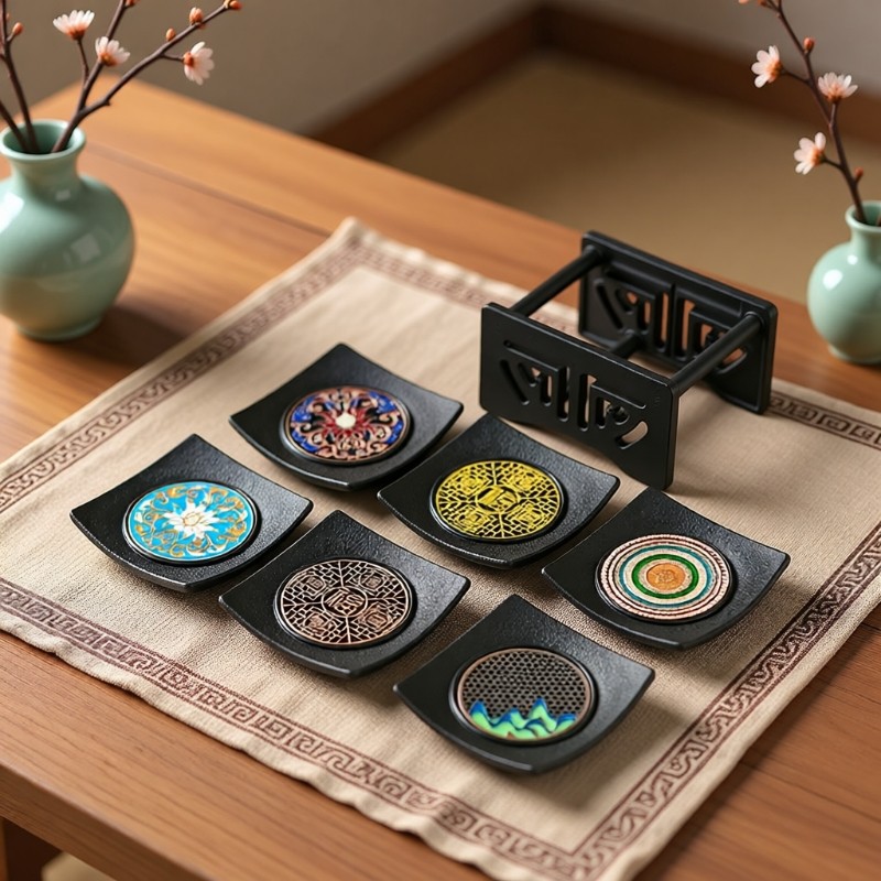 中式杯垫四方茶杯托家用翘边茶桌隔热垫收纳装防烫办公室方形家居