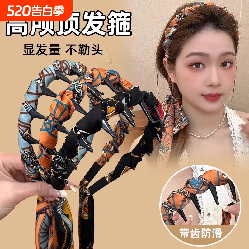 一体编发发箍女2025新款飘带发带绑发丝巾头箍复古系夏季发卡头饰