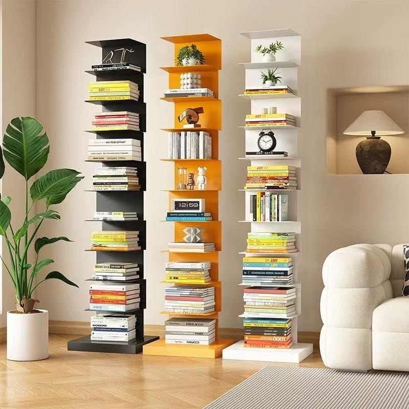 方的隐形书架收纳架转角置物架落地立架展示架金属书本多层书籍