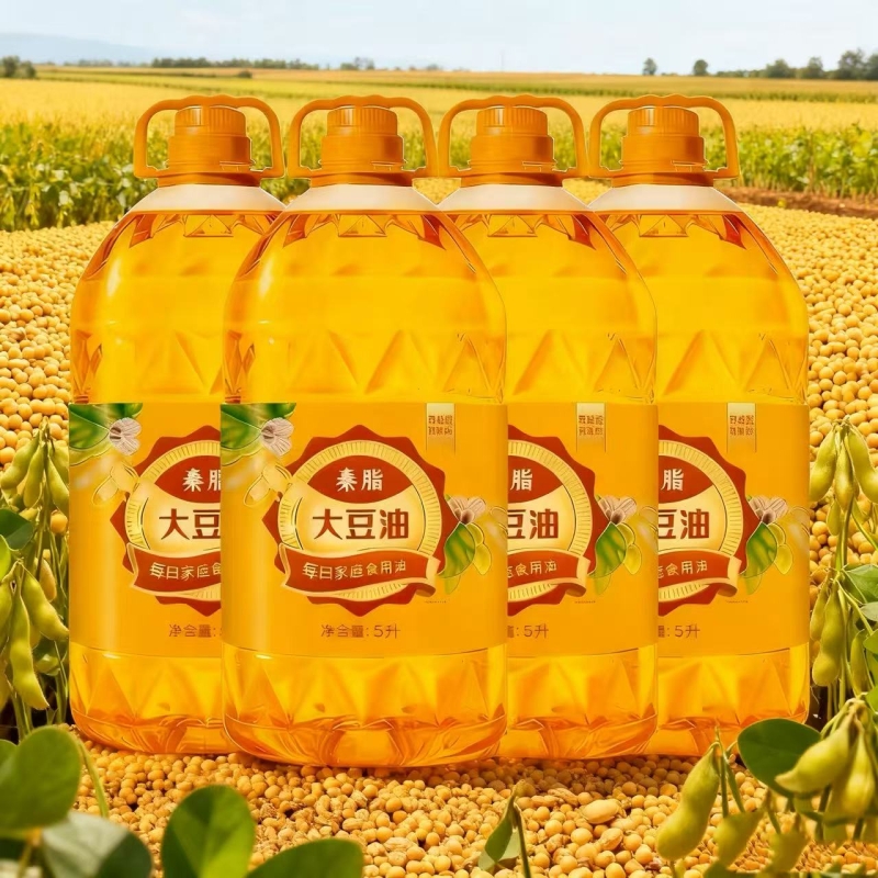 秦脂一级大豆油5L*4桶整箱煎炸烹饪油炸炒菜家庭装健康大豆油