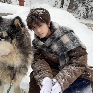 大围冬季 格子 巾男保暖马海毛加厚百搭披肩情侣围脖女潮虞书欣同款