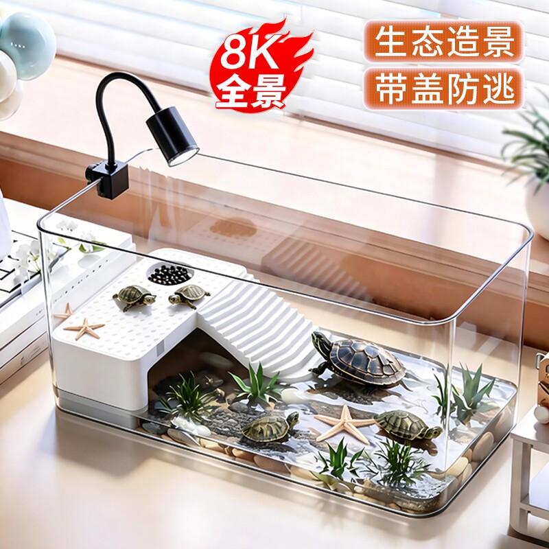 桌面鱼缸新款透明办公室乌龟缸专用饲养缸饲养缸金鱼造景生态缸