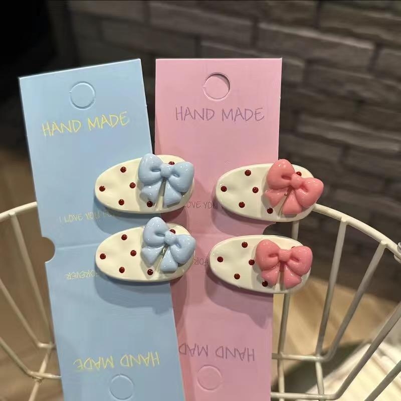 新款波点蝴蝶结发夹甜美可爱刘海ins高颜值少女侧边鸭嘴发饰发卡