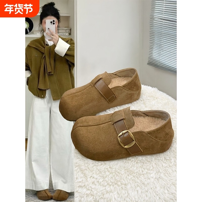 复古两穿勃肯鞋女冬季加绒大头丑萌保暖棉鞋2025新款内增高乐福鞋,女鞋,勃肯鞋/软木鞋,淘宝优惠券,粉丝福利购,淘宝优惠卷