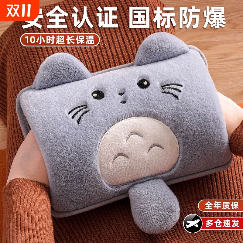 热水袋充电式防爆毛绒可爱暖宝宝女生用可拆洗暖手宝男取暖电热