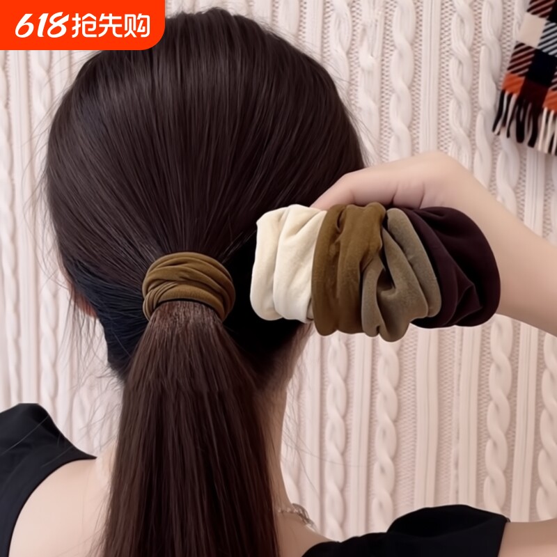 新款高加粗高弹发圈百搭无缝超宽面膜肌发圈马尾头绳扎发皮筋发绳