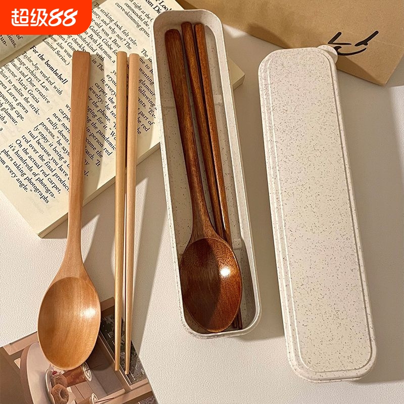 筷子勺子套装木质上班族