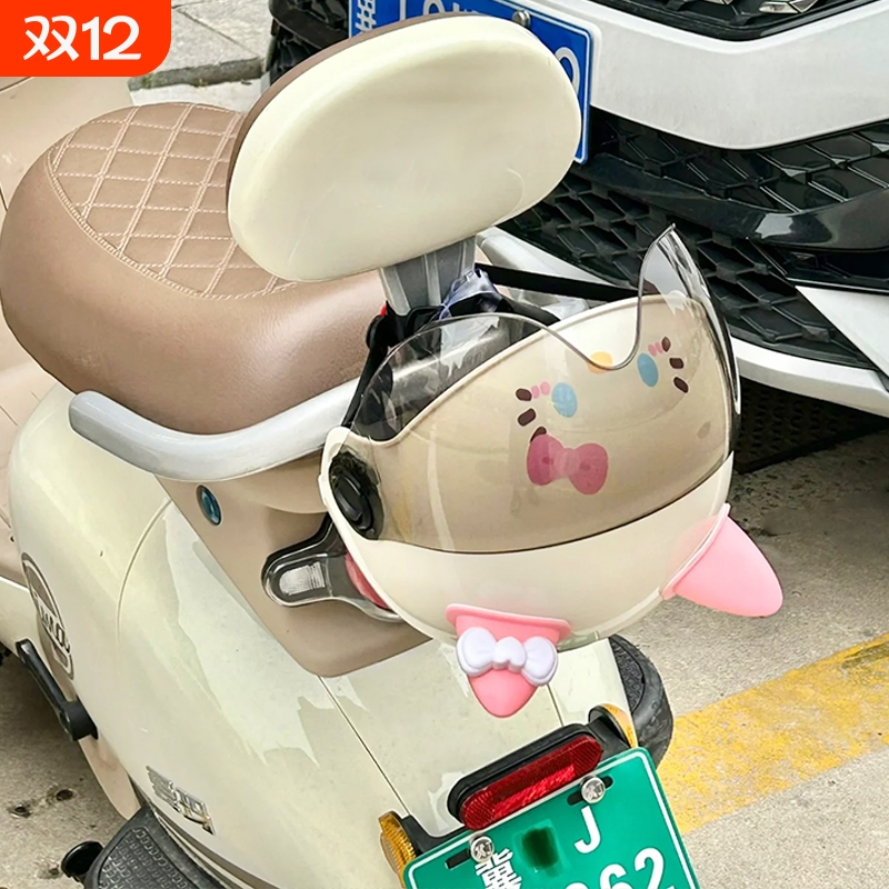 可爱头盔kt猫头盔女款夏季防晒