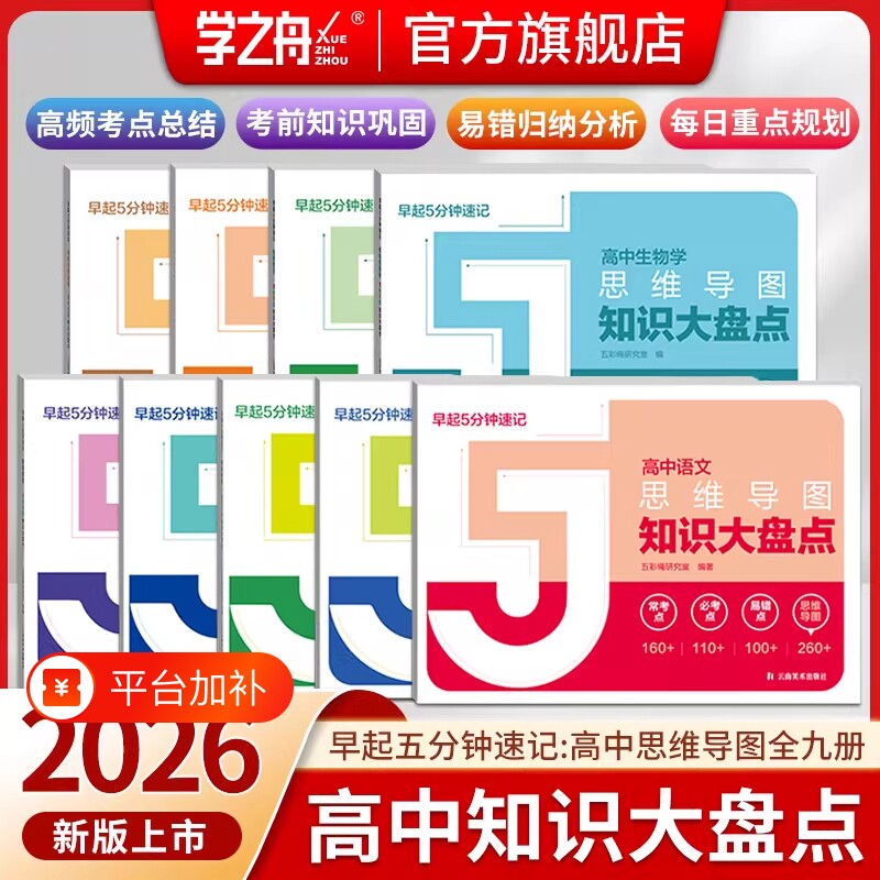学之舟高中生物思维导图政治数学知识大盘点5分钟速记2025版高考复习语文英语物理化学历史地理基础知识必背手册总结背诵归纳考点