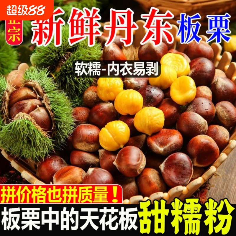 丹东板栗生栗油栗子带壳粉糯甜蔬