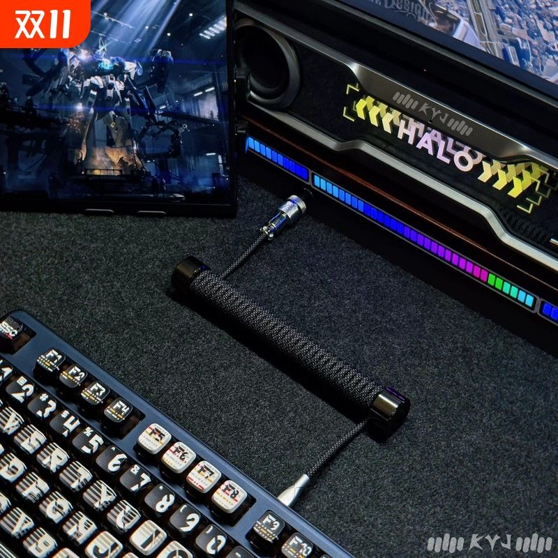 客制化航插线支持8K磁轴键盘回报率数据线配重棒螺旋弹簧线Typec