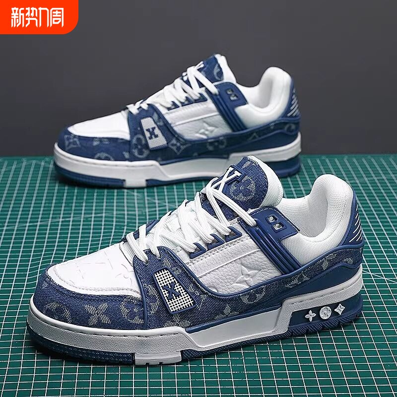 PINGFANZHE新款百搭牛仔经典板鞋休闲鞋增高运动鞋男女潮流面包鞋