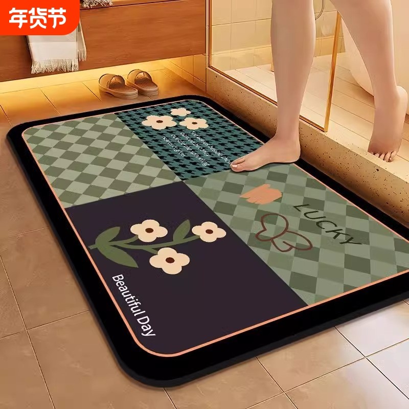 硅藻泥浴室吸水软地垫速干卫生间门口防滑脚垫子厕所门垫地毯卫浴