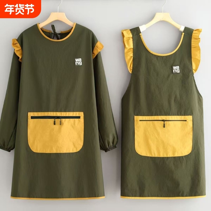 时尚长袖围裙厨房家用防水防油污女围腰成人男女罩衣做饭清洁专用,家庭/个人清洁工具,围裙,淘宝优惠券,粉丝福利购,淘宝优惠卷