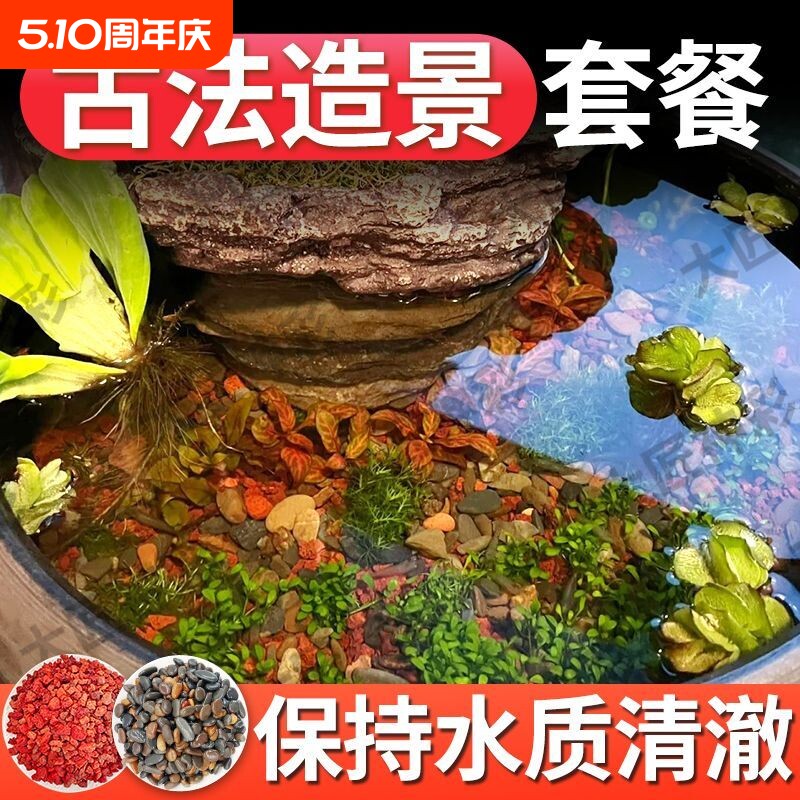 原生缸造景底沙天然砂南美雷龙鱼缸古法养鱼底砂火山石溪流石套餐