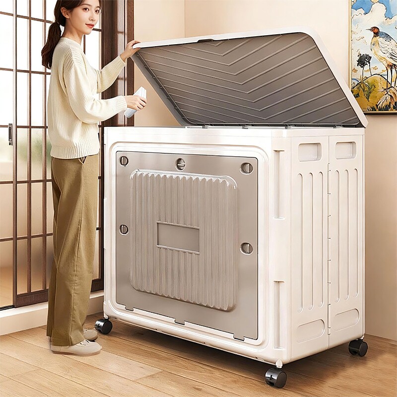 衣服收纳箱大容量超大家用翻盖整理箱衣物被子储物柜玩具折叠带轮