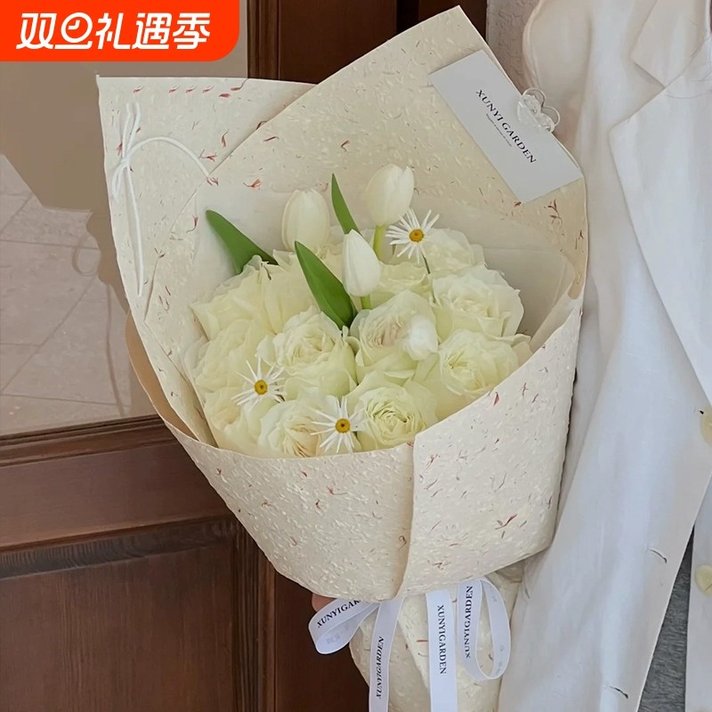 手撕花瓣牛皮纸鲜花包装纸花束包花纸平面高质东巴纸包花diy材料