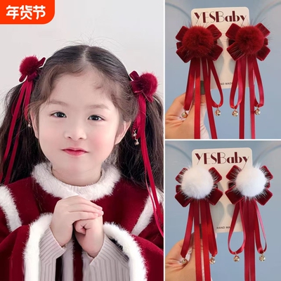 新年儿童古风蝴蝶结飘带发夹可爱宝宝国风头发饰女孩过年汉服配饰