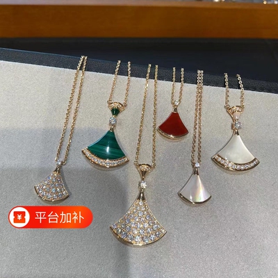 不掉色裙子项链18k玫瑰金ins小众设计时尚百搭扇形贝母吊坠锁骨链