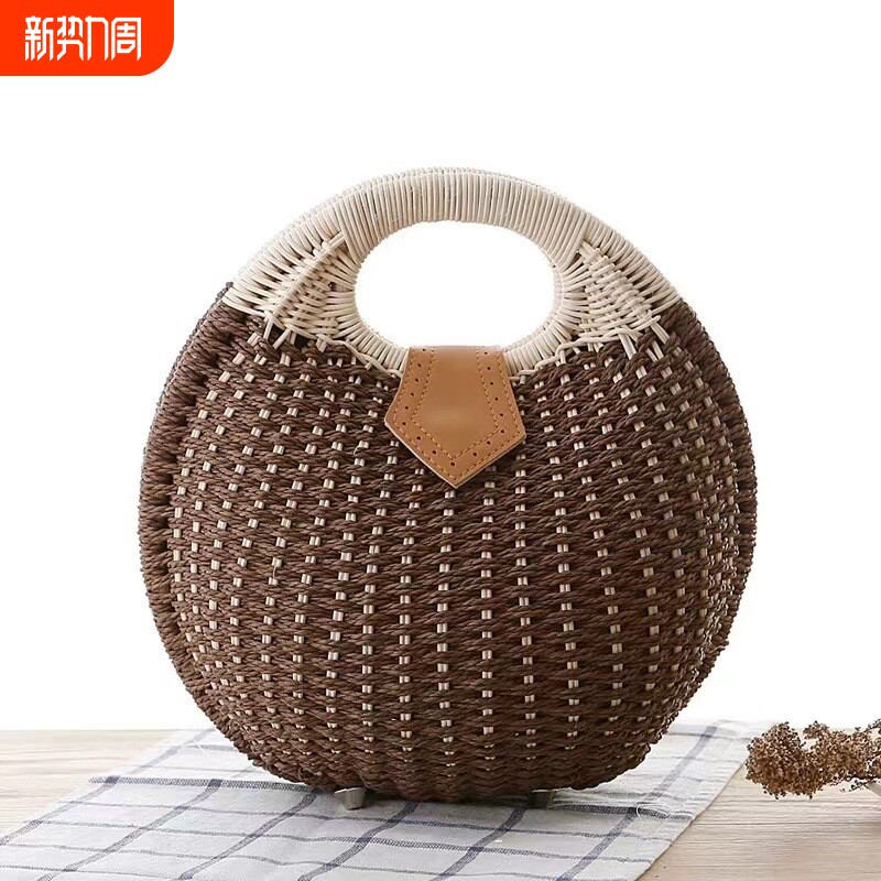 厂家直发新款时尚贝壳手提包休闲女包可爱个性藤编包草编包批发