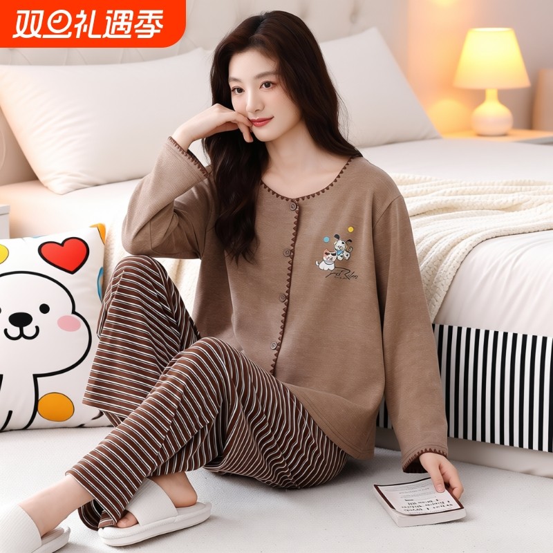 秋冬2025新款今年流行爆款睡衣女款开衫德绒加厚家居服可外穿冬天