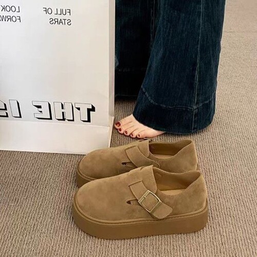 意尔康心选厚底全包软皮勃肯鞋女2026秋季新款增高博肯一脚蹬单鞋