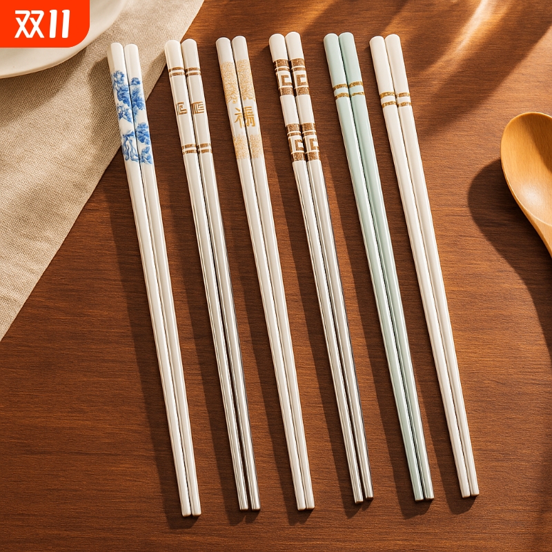 陶瓷骨瓷筷子家用白瓷一人一筷子