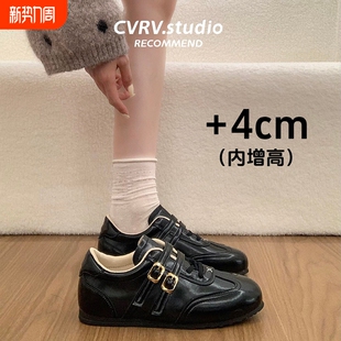 复古内增高德训鞋女2026新款春季百搭双扣阿甘鞋运动休闲厚底板鞋