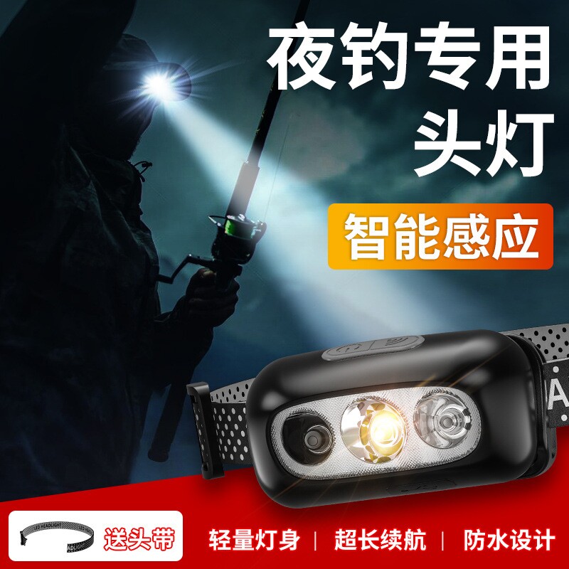 公牛适用头灯强光头戴式充电长续航户外赶海钓鱼登山专用超轻防水