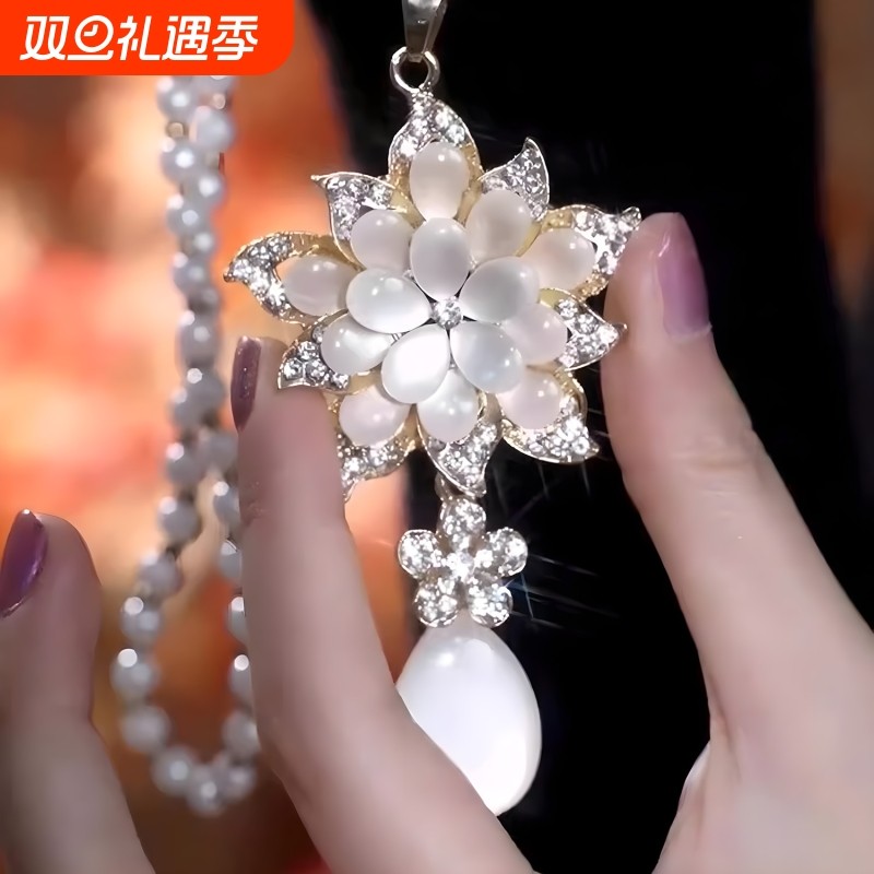 气质花开富贵长款流苏毛衣链轻奢时尚百搭秋冬饰品女式文艺复古