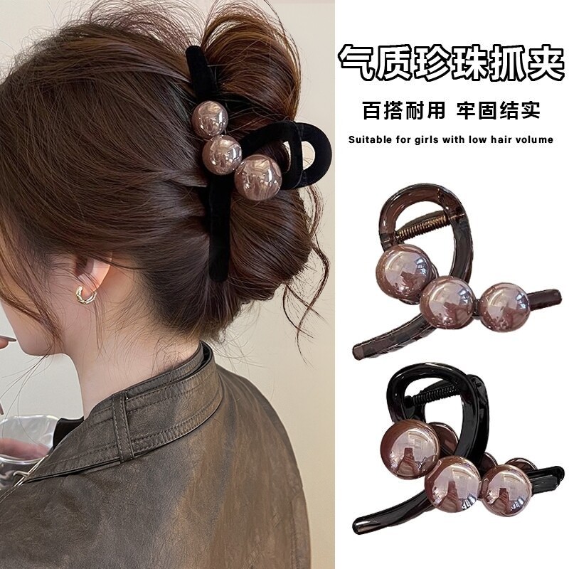 优雅气质中号珍珠抓夹发夹丝绒鲨鱼夹女2025新款后脑勺高级感发饰,饰品/流行首饰/时尚饰品新,发饰,淘宝优惠券,粉丝福利购,淘宝优惠卷