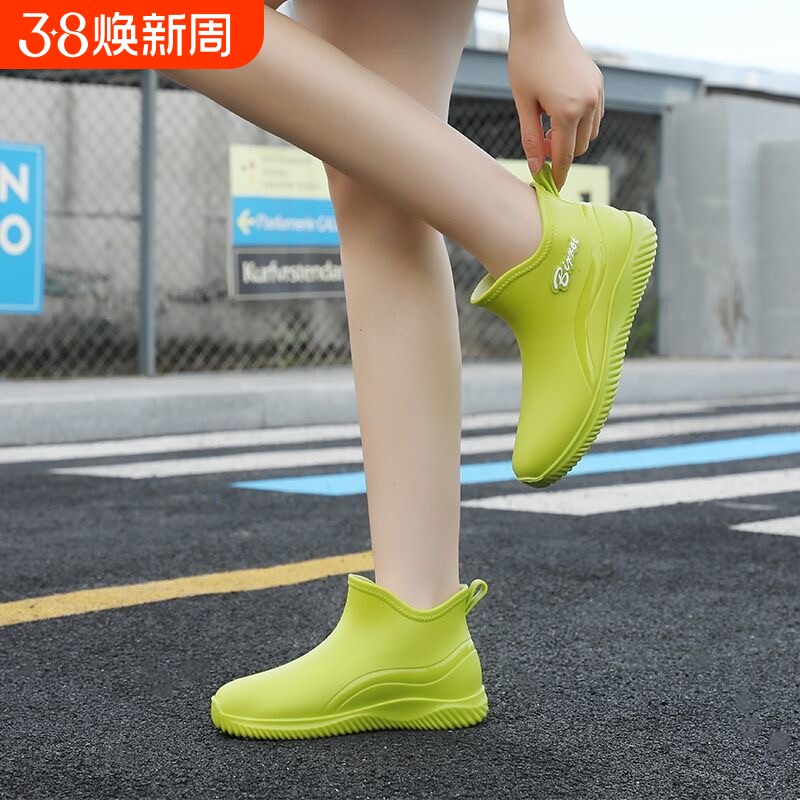 雨鞋女士短筒水鞋食品厂厨房工作鞋外穿四季防水防滑软底耐磨雨靴