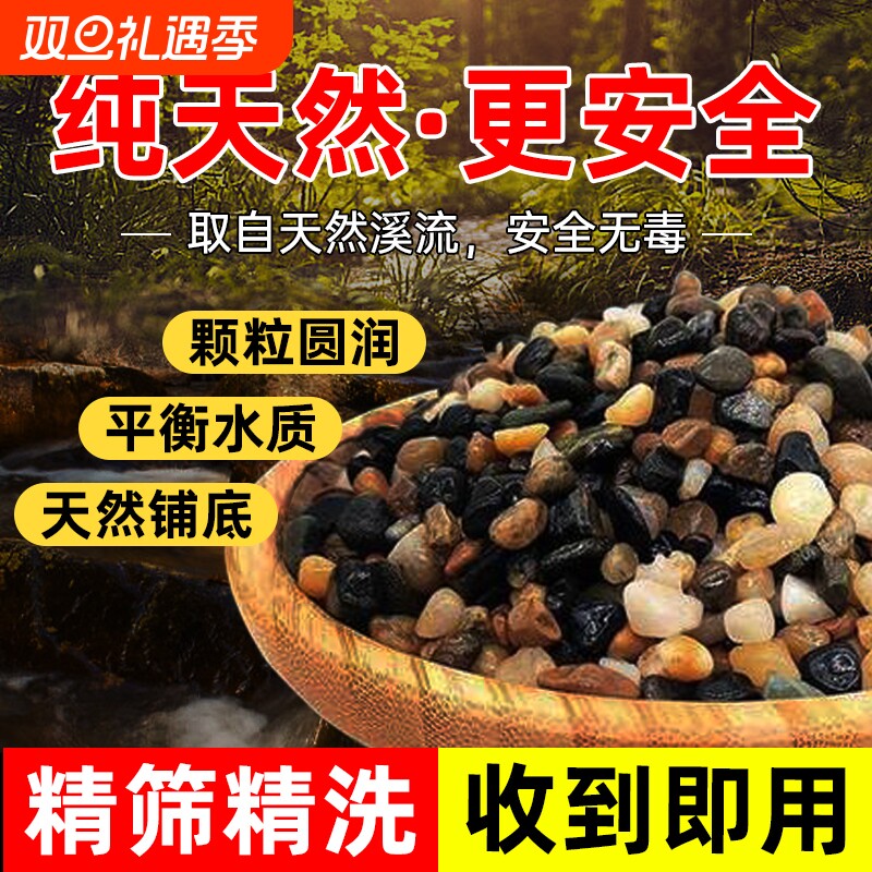 天然鹅卵石鱼缸原生底砂造景装饰石头溪流纯天然专用生态石子养鱼