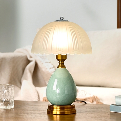 现代网红卧室夜灯北欧温馨浪漫书房陶瓷台灯护眼床头装饰调光台灯