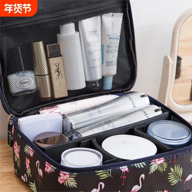 2025款韩系时尚化妆包女ins风黑色分格可爱简约日系,收纳整理,化妆包,淘宝优惠券,粉丝福利购,淘宝优惠卷