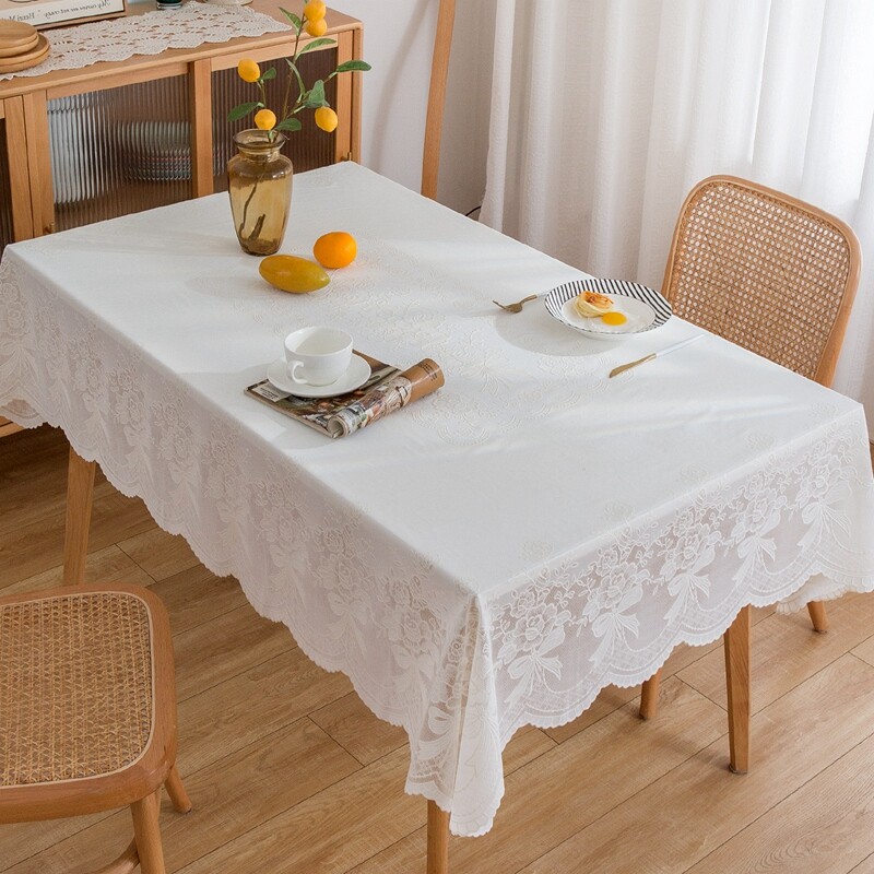 桌布防水防油防烫免洗长方形pvc蕾丝餐桌布塑料台布客厅茶几桌布