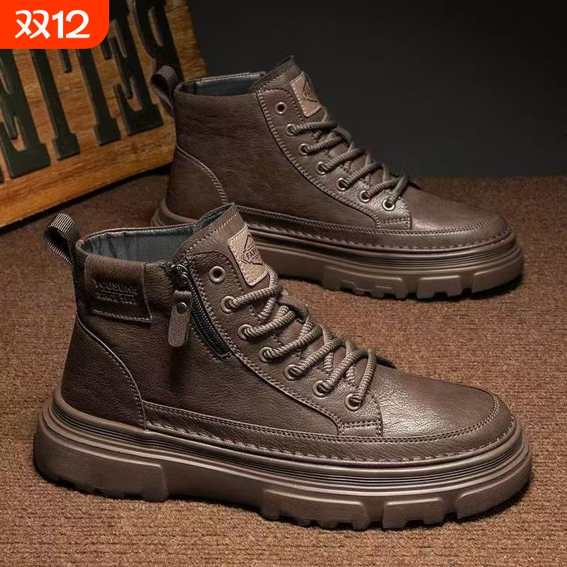 软底2025秋季新款马丁靴男鞋高帮皮鞋工装鞋休闲短靴轻便时尚耐磨