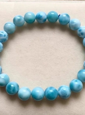 冰种海纹石蓝色水晶手链