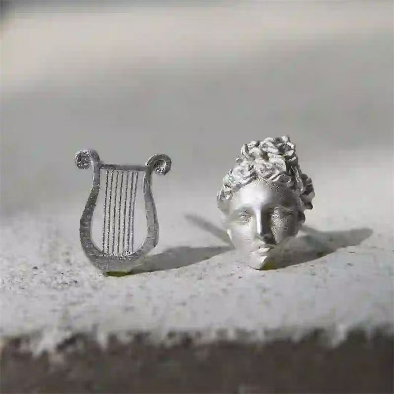 阿波罗里拉琴耳钉艺术感耳饰小众设计复古精致个性创意手作饰品