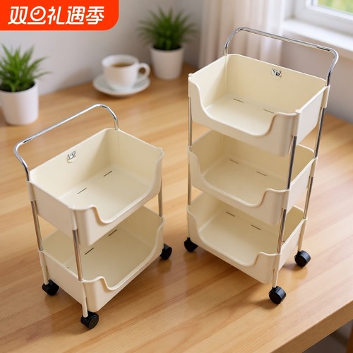 厨房多功能置物架落地多层家用放蔬菜调味料夹缝收纳架移动小推车