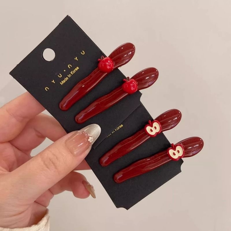 侧边鸭嘴小苹果刘海发夹