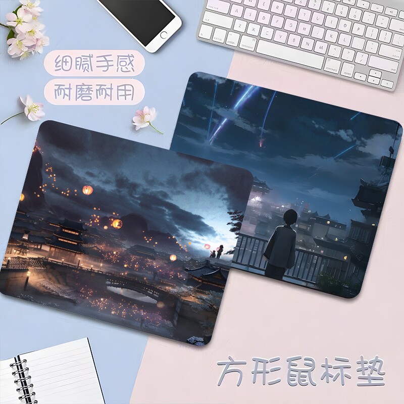 鼠标垫小号可爱女二次元动漫书桌垫创意游戏电竞防滑键盘垫子便携