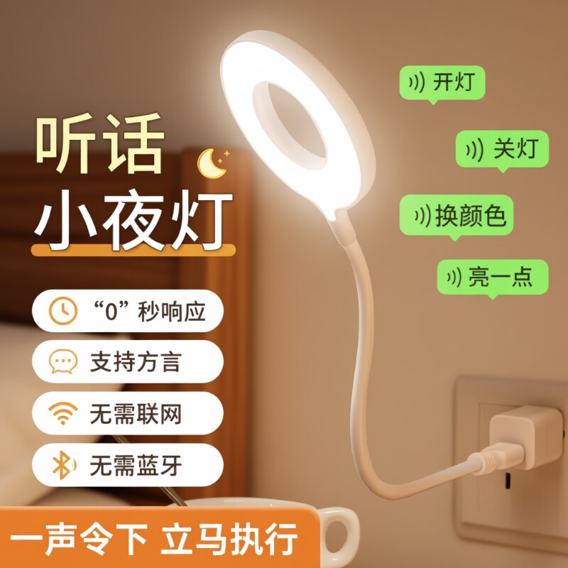 【爆款热销】睡眠床头语音小夜灯图片