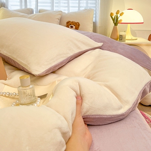 冬天加绒四件套被套单件2025牛奶绒珊瑚绒被罩双面法兰绒毛绒被单