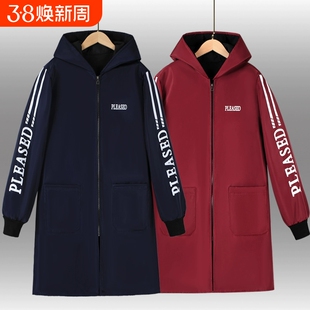 秋冬新款加绒防水工作服罩衣耐磨耐脏连帽劳保大褂围裙男士上班女