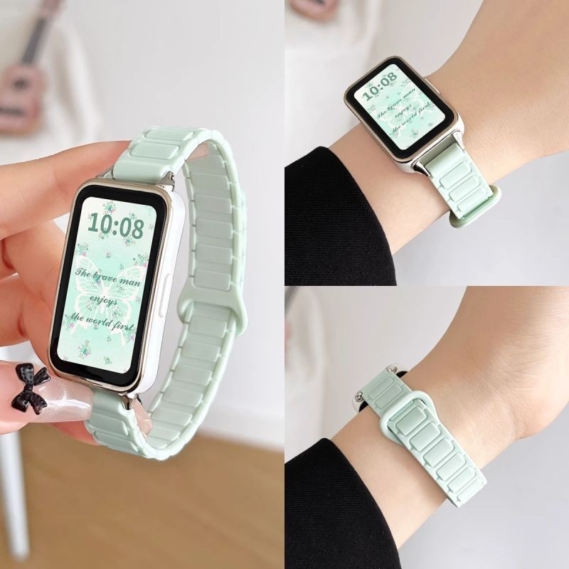 适用华为手环10表带磁吸硅胶荣耀9nfc回环huawei band8新款硅胶男女个性智能运动腕带透气高级款升级磁吸夏天