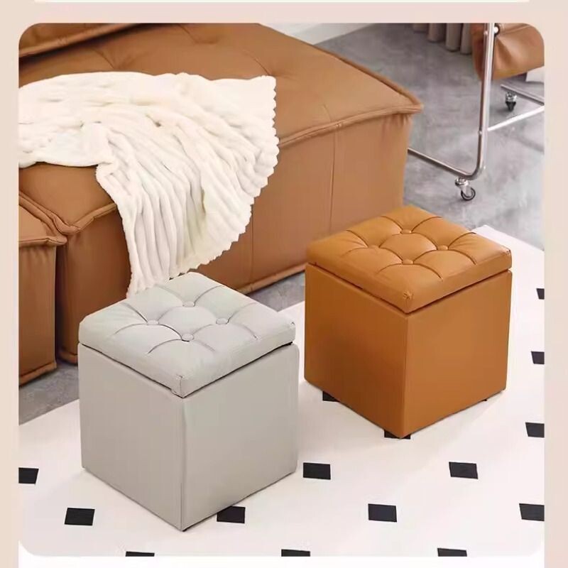 收纳储物凳多功能可坐家用矮凳换鞋搁脚凳方形猫抓皮客厅凳子