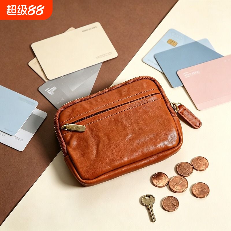 休闲时尚复古男女通用拉链卡包大容量钥匙包零钱包简约收纳包手包